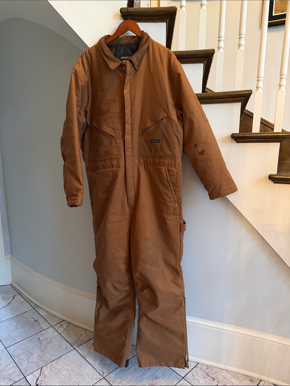 Walls Men’s XL Regular Brown Insulated Duck Canvas Work Coveralls Workwear.